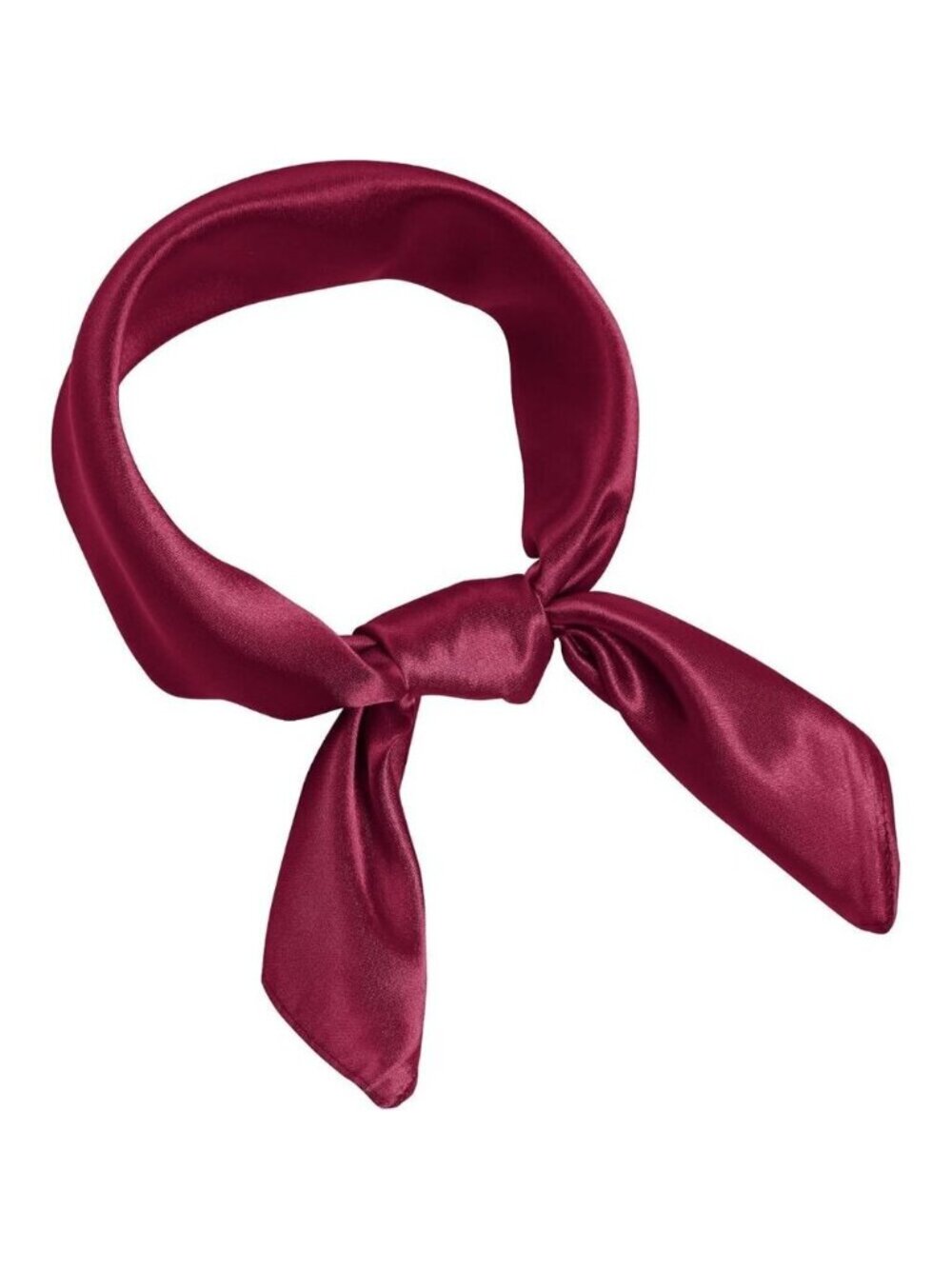 Women Wine Red Chiffon Square Ribbon Neck Scarf Satin Handkerchief For Halloween